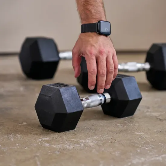 HAMMER Hexagon dumbbell met rubbercoating