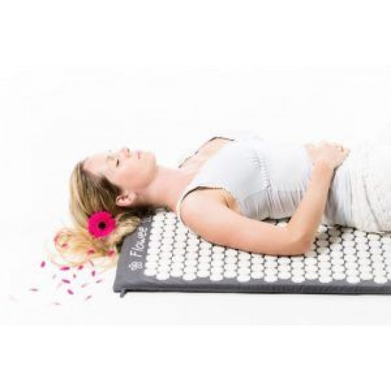 Spijkermat Flowee groot Grijs-Wit