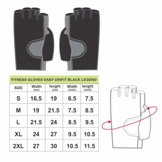 Fitness handschoenen Easy Drifit zwart Legend Fitness handschoenen Easy Drifit zwart Legend