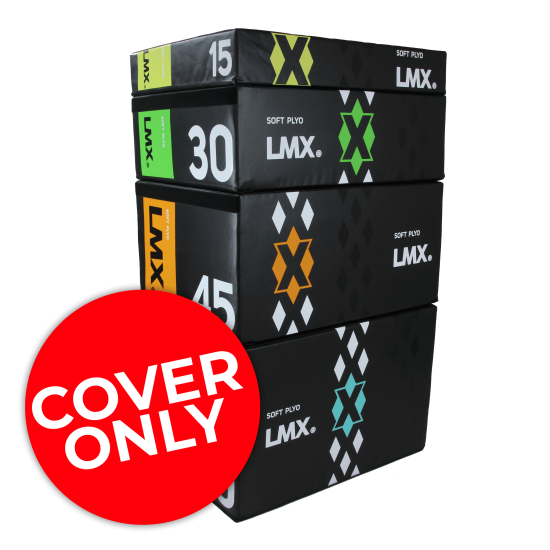 Nieuwe hoezen voor LMX.® Soft plyo box in verschillende maten: 15cm, 30cm, 45cm, en 60cm. Antislip springvlak met optimale afmetingen.