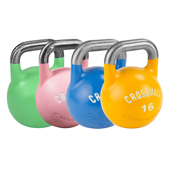 Ontdek de LMX88 Crossmaxx® competition kettlebells, duurzame stalen kettlebells van 4 tot 48kg, met gelijke afmetingen ongeacht het gewicht.