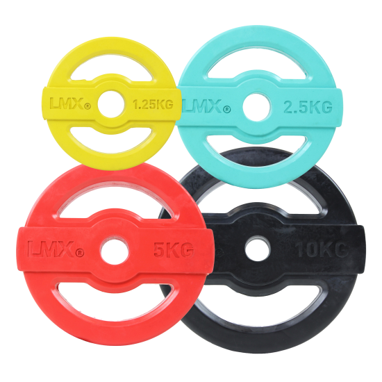 LMX.® Studio Pump discs COLOUR 1,25 - 10kg Professionele LMX.® Studio Pump schijven, rubber gecoat, geschikt voor intensief gebruik in groepslessen en personal training. Verkrijgbaar in vier kleuren.