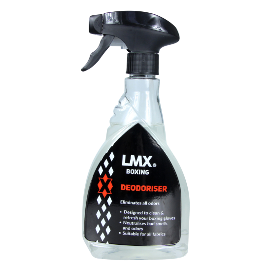 Verwijder onfrisse geuren uit sportmaterialen met LMX1809 Boxing Deodoriser. Snel, effectief en makkelijk in gebruik. Perfect voor bokshandschoenen.