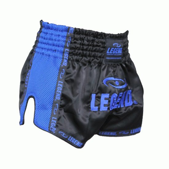 Kickboks broekje blauw mesh Legend Trendy - Maat: L Kickboks broekje blauw mesh Legend Trendy - Maat: L