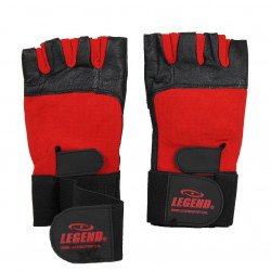 Fitness handschoenen leder zwart/rood Legend