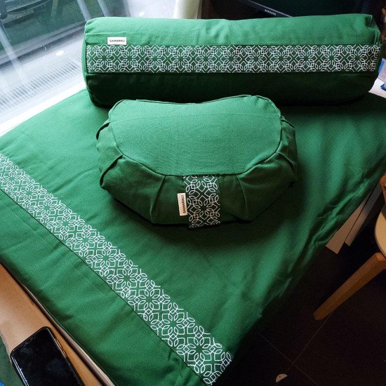 Meditatieset met kussen halve maan forest green Meditatieset met kussen halve maan forest green